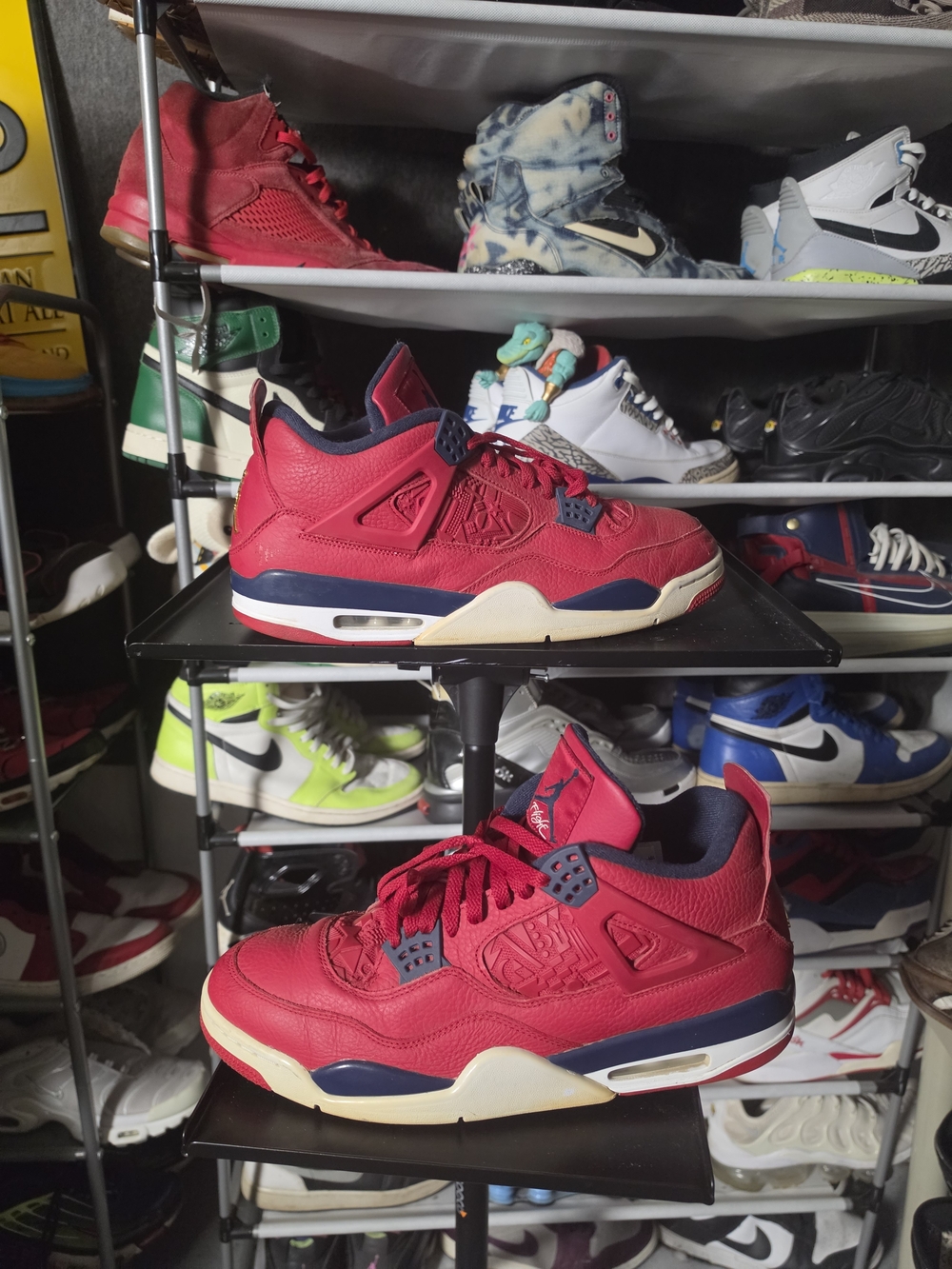 🔥 Jordan 4 Retro 'FIBA' Red Navy Men's Size 13 Athletic Sneakers